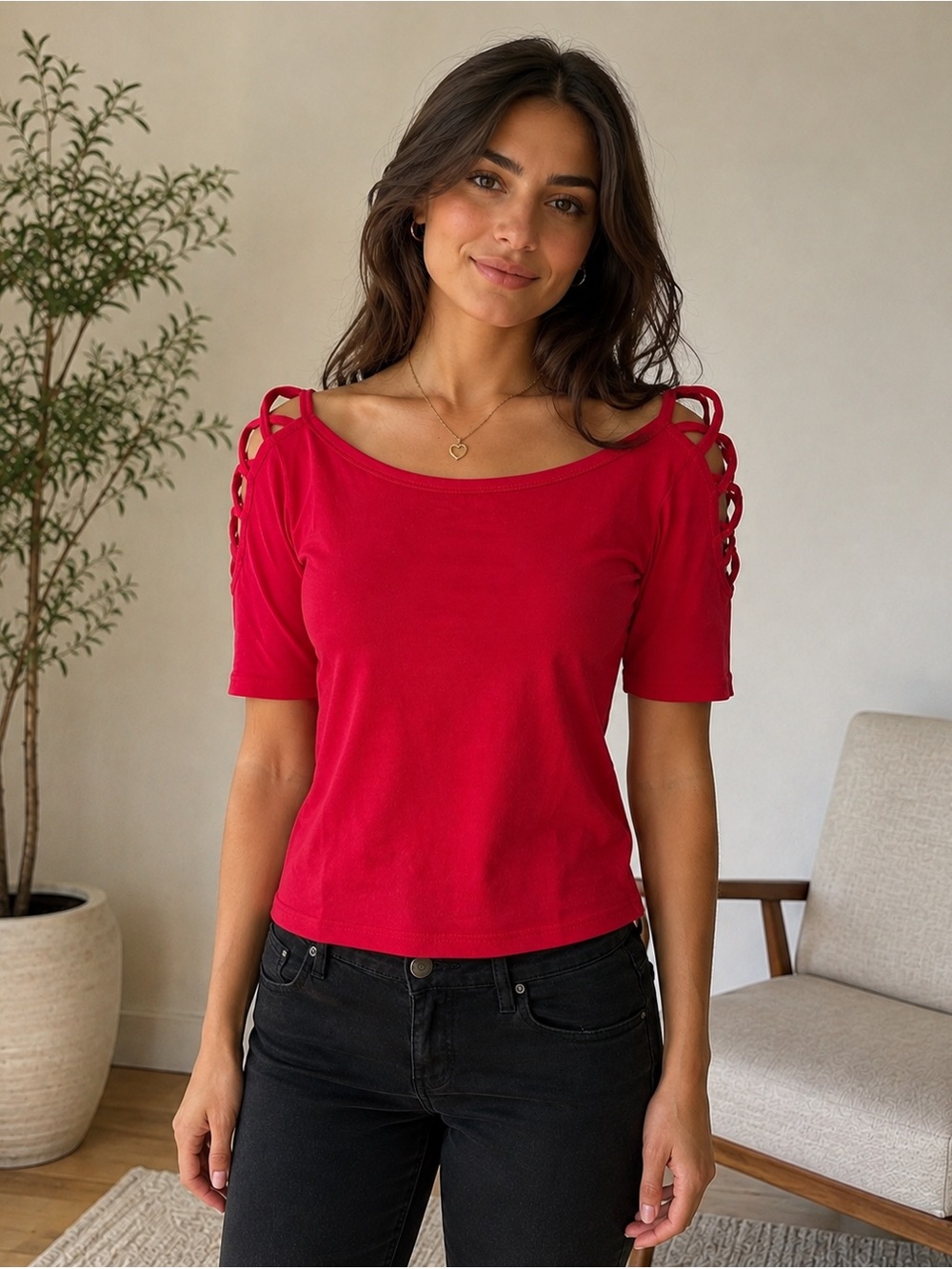 Short Sleeve 3/4 detailed Top